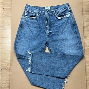 Agolde Riley Crop Jeans high-rise, button fly, straight leg, size 30 -Frequency